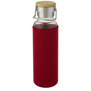 Thor 660 ml glass bottle with neoprene sleeve, Red (Water bottles)