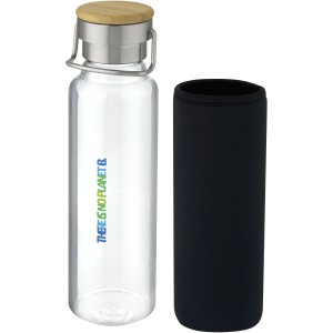 Thor 660 ml glass bottle with neoprene sleeve, Solid black (Water bottles)