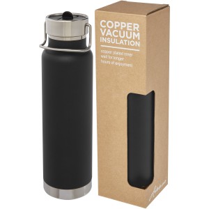 Thor 750 ml copper vacuum insulated sport bottle, Solid blac