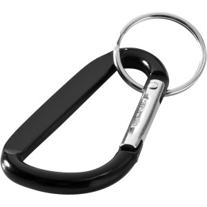 Timor recycled aluminium carabiner keychain, Solid black (Keychains)