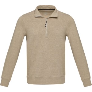 Tin unisex Aware(tm) recycled quarter zip sweater, Oatmeal (Pullovers)