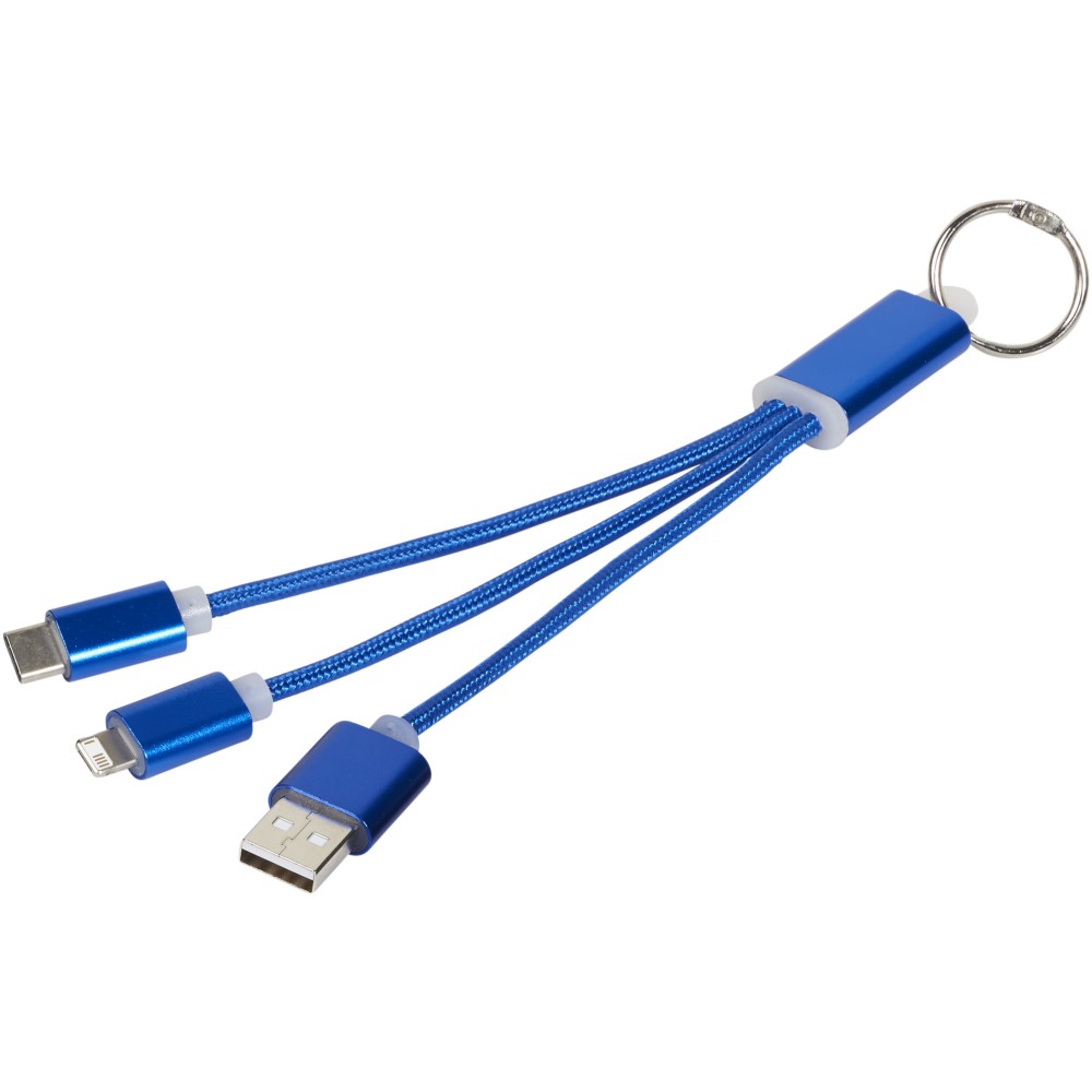 Promo  Metalni 3-u-1 kabel za punjenje s privjeskom za ključeve, kraljevski plavi