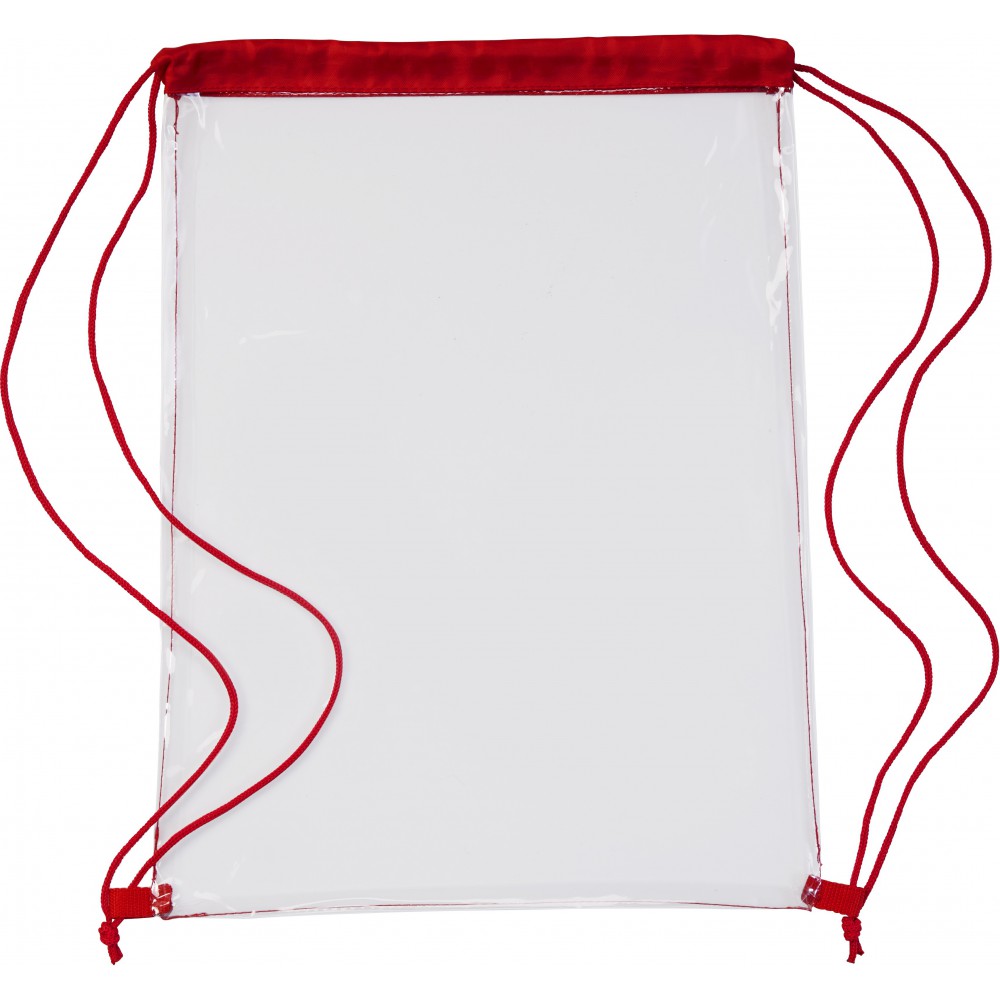 Transparent PVC drawstring backpack, red (Backpacks) Reklámajándék.hu