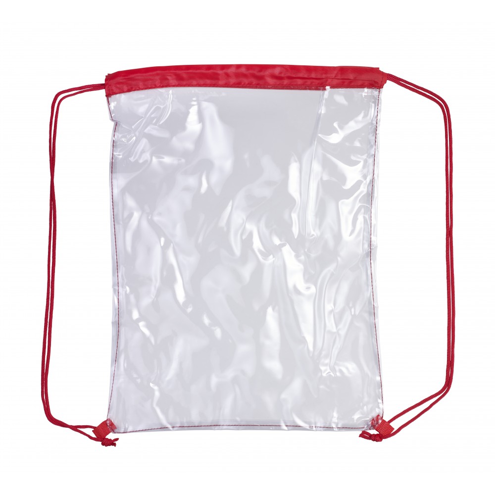 Transparent PVC drawstring backpack, red (Backpacks) Reklámajándék.hu