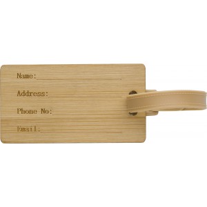 Bamboo luggage tag Shawn, brown (Travel items)