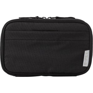 rPEt 300D polyester travel pouch Calix, Black (Travel wallets)