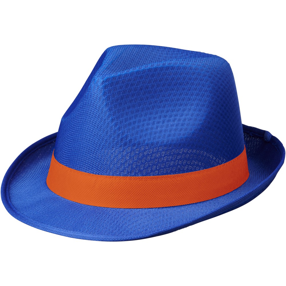 orange and blue fedora