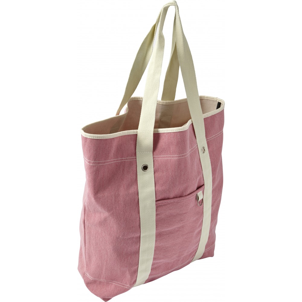 Printed Twill Cotton Two Tone Beach Bag Pink Beach Bags