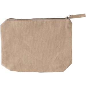 Recycled cotton cosmetic bag (180 gsm) Cressida, Brown/Khaki