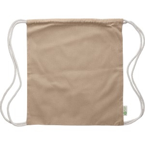 Recycled cotton drawstring bag Joy, Brown/Khaki