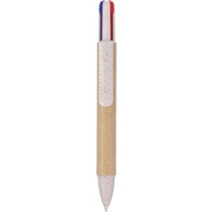 Recycled carton four-color ballpen Deborah, brown