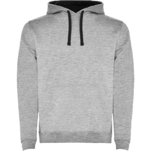 Urban kids hoodie, Marl Grey, Solid black (Pullovers)