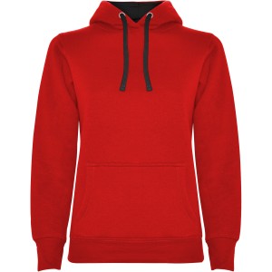 Urban women's hoodie, Red, Black