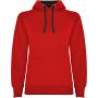 Urban women's hoodie, Red, Solid black