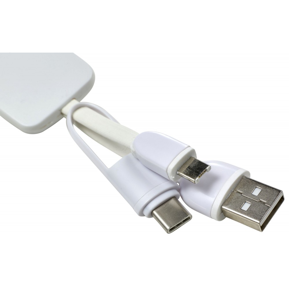 Printed USBC charging cable with key ring, white (Eletronics cables