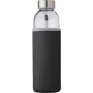 Glass bottle (500 ml) with neoprene sleeve Nika, black