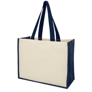 Varai 320 g/m2 canvas and jute shopping tote bag, Navy (Shopping bags)