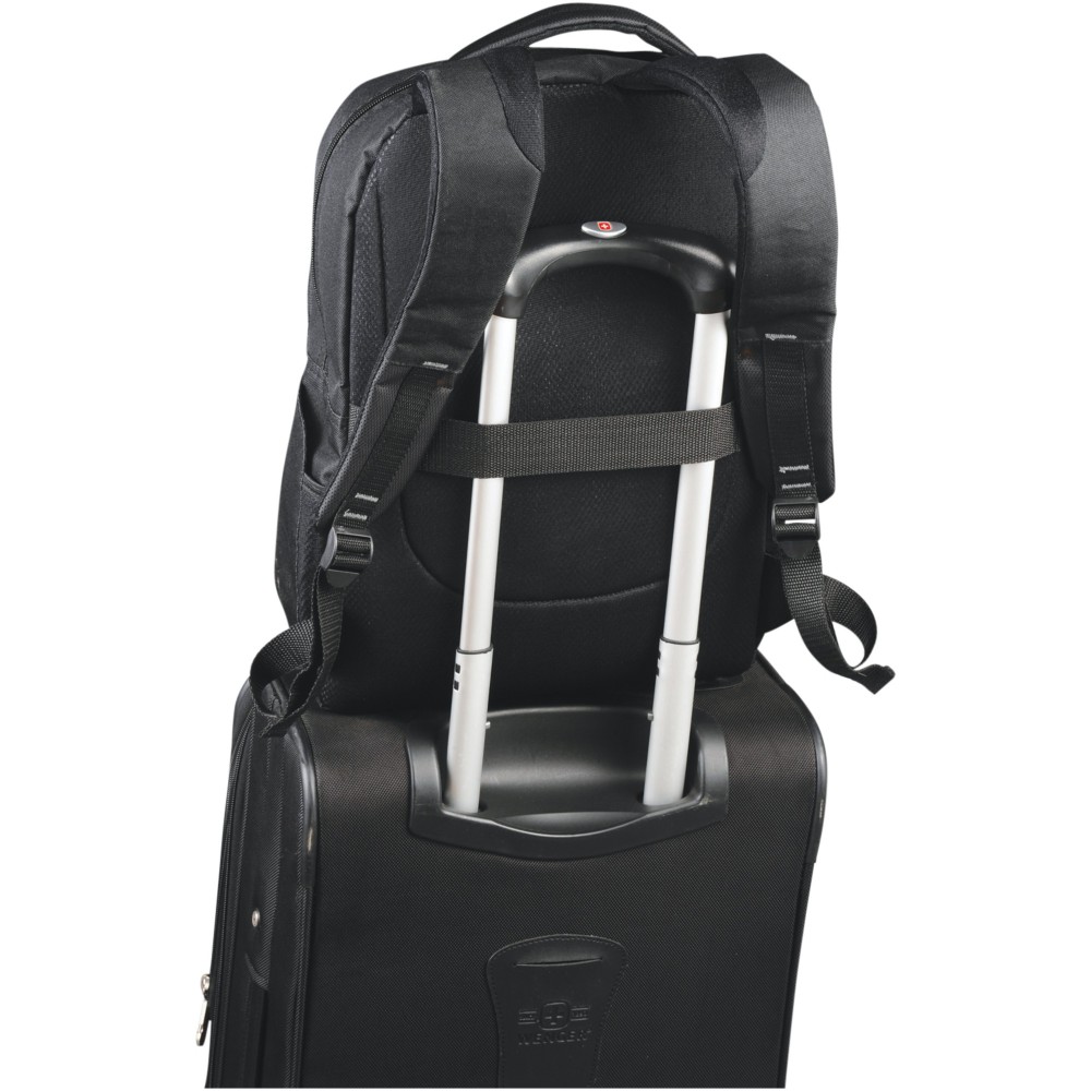 Printed Vault RFID 15.6 laptop backpack, solid black (Backpacks)