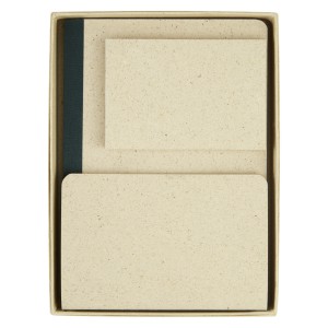 Verde 3-piece grass paper stationery gift set, Cream (Notebooks)