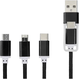 Versatile 3-in-1 charging cable with dual input, Solid black (Eletronics cables, adapters)