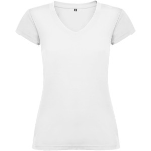 Victoria short sleeve women's v-neck t-shirt, White (T-shirt, 90-100% cotton)