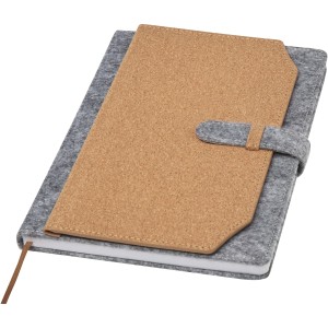 Viviana A5 recycled felt and cork notebook, Natural (Notebooks)