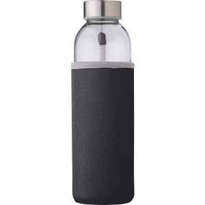 Glass bottle (500 ml) with neoprene sleeve Nika, black (Water bottles)