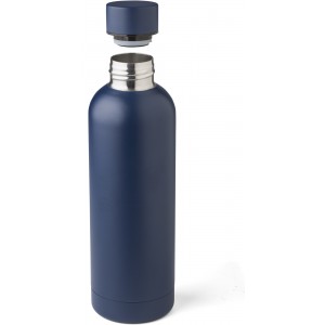 Recycled stainless steel bottle Isaiah, navy (Water bottles)