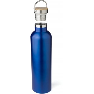 Stainless steel double walled bottle Damien, blue (Water bottles)