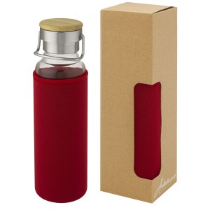 Thor 660 ml glass bottle with neoprene sleeve, Red (Water bottles)