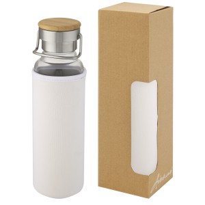 Thor 660 ml glass bottle with neoprene sleeve, White (Water bottles)
