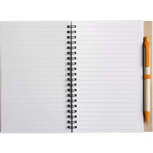 Wire bound notebook with ballpen. Stella, orange (Notebooks)