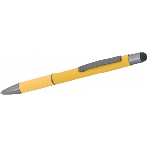 Aluminium ballpen Jett, yellow (Wooden, bamboo, carton pen)