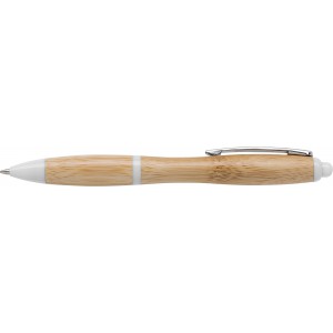 Bamboo ballpen Hetty, white (Wooden, bamboo, carton pen)