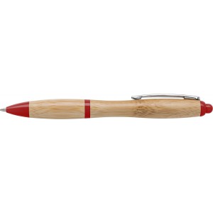 Bamboo ballpen, red (Wooden, bamboo, carton pen)