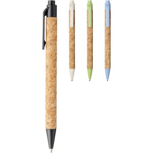 Midar cork and wheat straw ballpoint pen, Blue (Wooden, bamboo, carton pen)