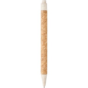 Midar cork and wheat straw ballpoint pen, Cream (Wooden, bamboo, carton pen)