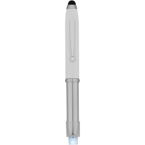 Xenon stylus ballpoint pen with LED light, White,Silver (Metallic pen)