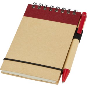 Zuse A7 recycled jotter notepad with pen, Natural,Red